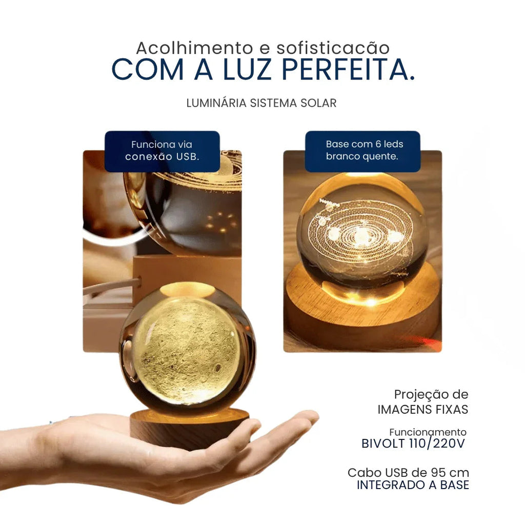 Luminária de Mesa Decorativa Sistema Solar 3D - Modern Casa