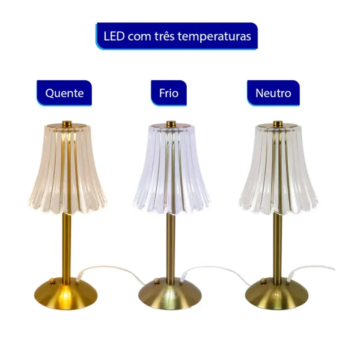 Luminária Abajur de Mesa LED 3 Cores - Modern Casa