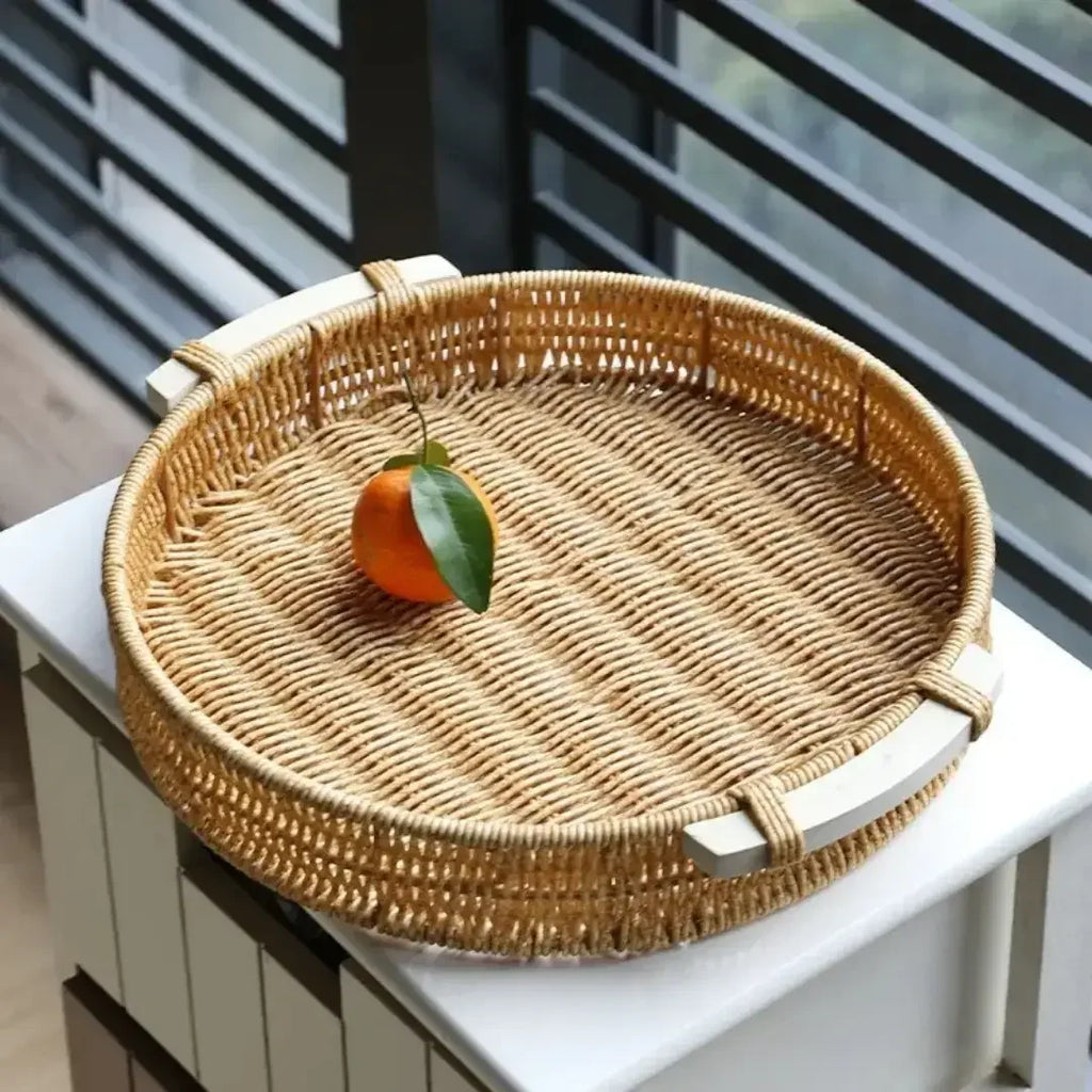 Bandeja de Vime de Servir Redonda - Modern Casa