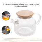 Chaleira de Vidro com Tampa de Bambu - Modern Casa