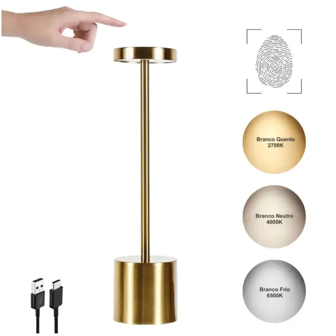 Luminária de Mesa LED Recarregável - Modern Casa
