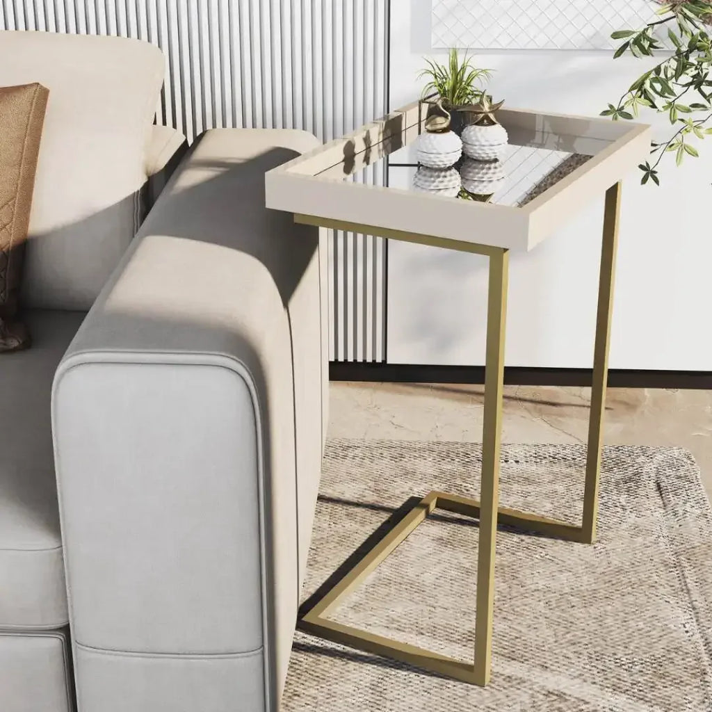 Mesa de Apoio Lateral Sofá Com Espelho - Modern Casa