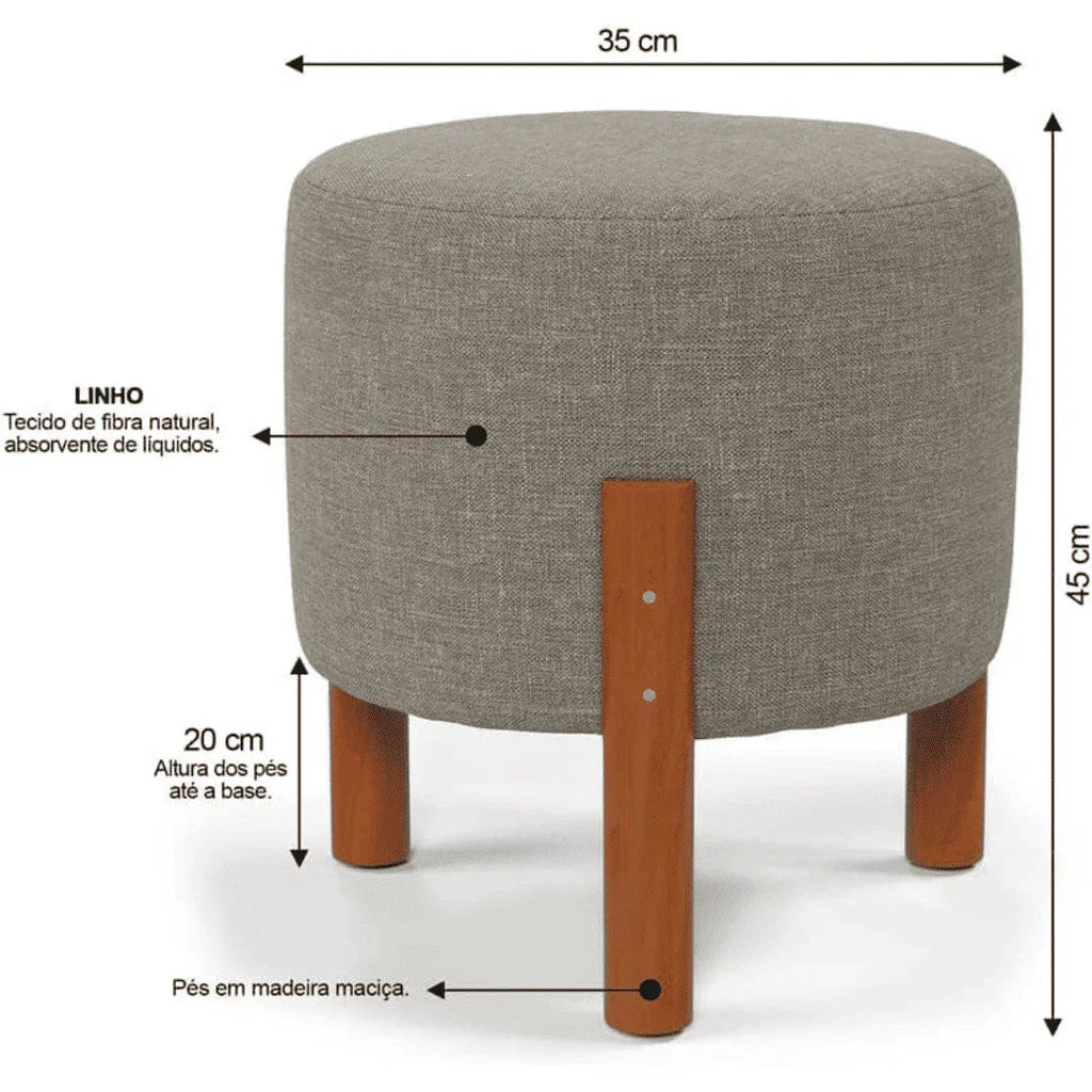 Puff Banqueta Linho - Modern Casa