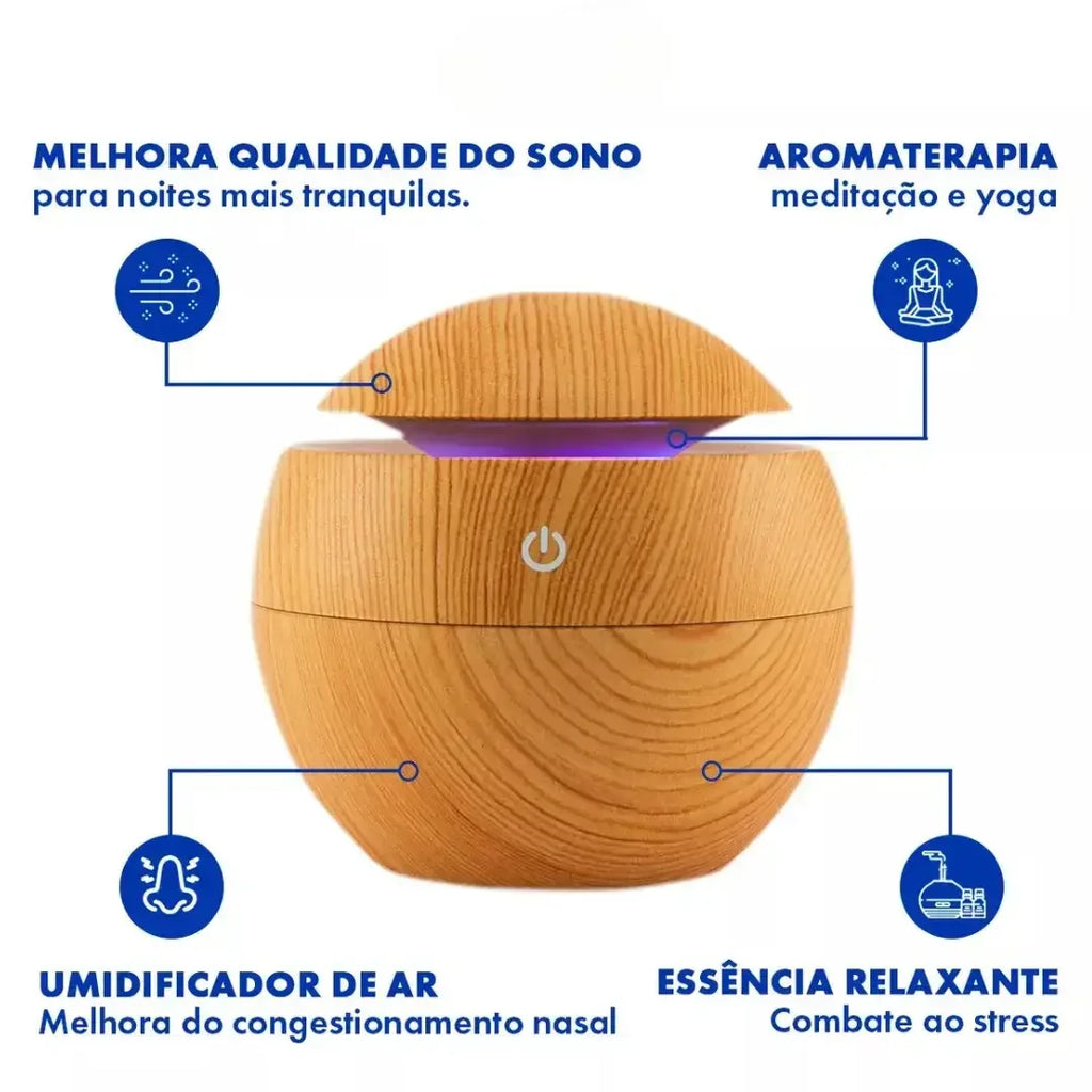 Umidificador Ultrassônico Madeira USB - Modern Casa